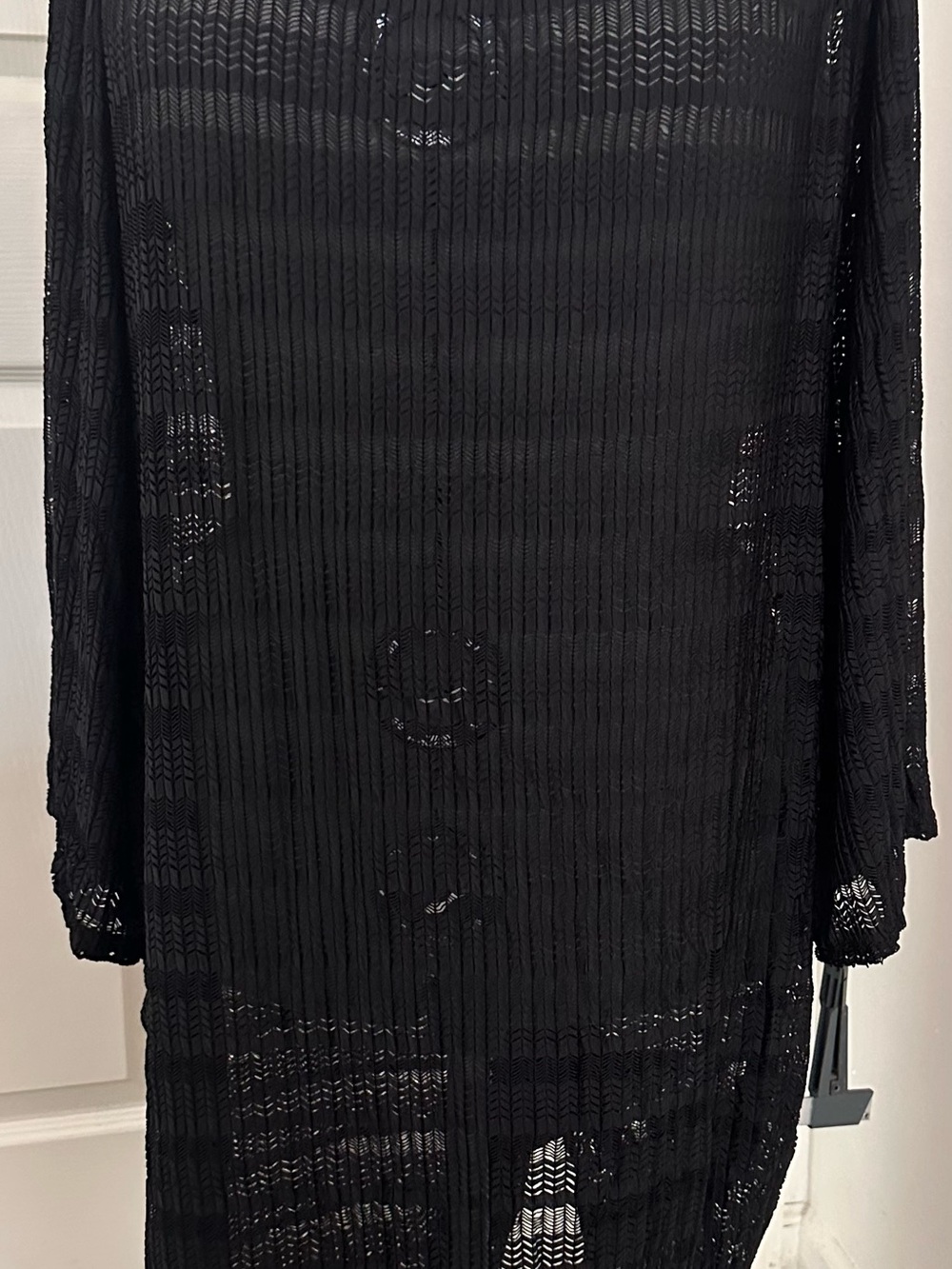 Women's Black Open-Weave Long Sleeve Shrug